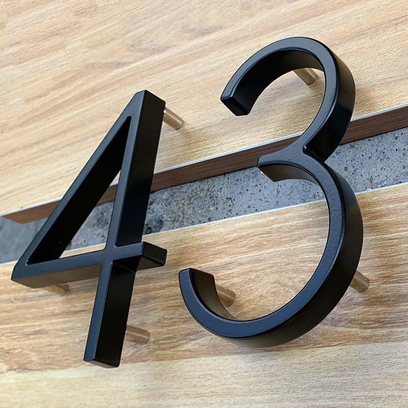 Yard Sign Blank - 125 ミリメートル黒家番号文字屋外アドレスサインプレート庭用フローティング金属ドア番号表札現代メールボックス看板