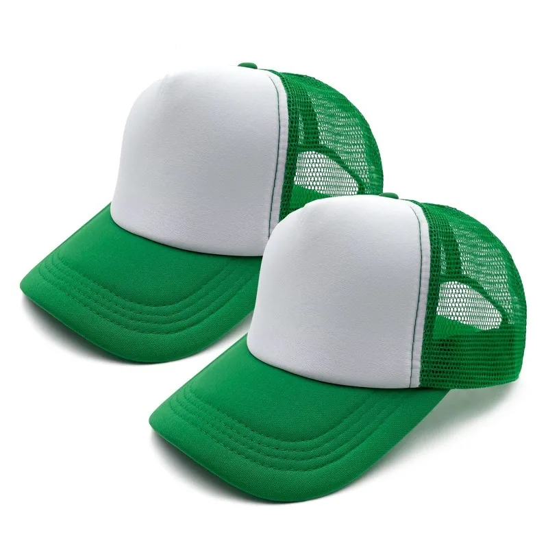 Hat Sublimation Blank - 2個/ロット サブリメーション用無地キャップ 男女兼用 大人用 ポリエステルメッシュキャップ トラッカーキャップ