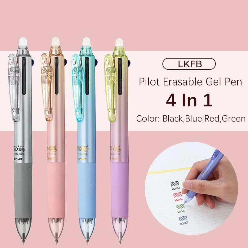 Pilot Pen Frixion - パイロット冷蔵庫-消去可能インクジェルペン、4 in 1、黒/赤/青/緑インク、0.38mm、0.5mm、学生用、文房具用品、1個