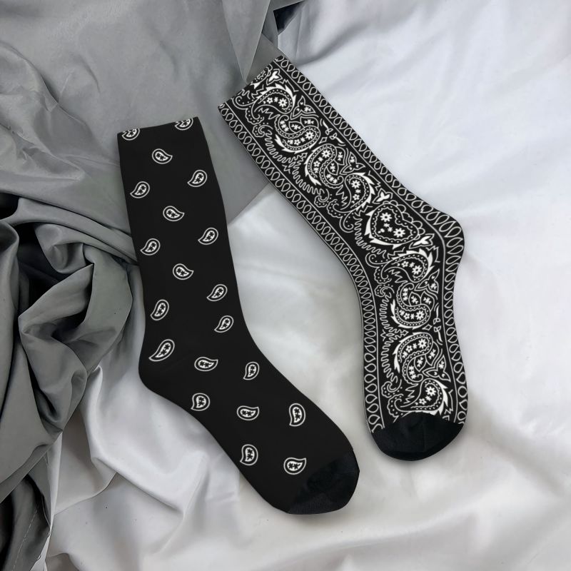 男性と女性のための伸縮性のあるクルーソックス,バンダナスタイ - Bandana Blank White のレビューと価格
