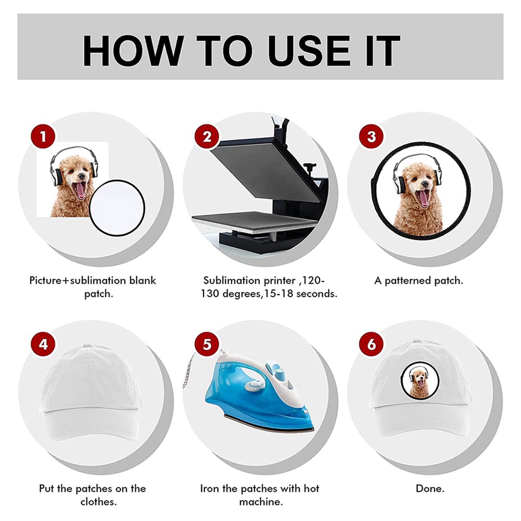 48個の昇華パッチブランク、布製アイロン接着パッチ、帽子、衣 - Hat Sublimation Blank のレビューと価格